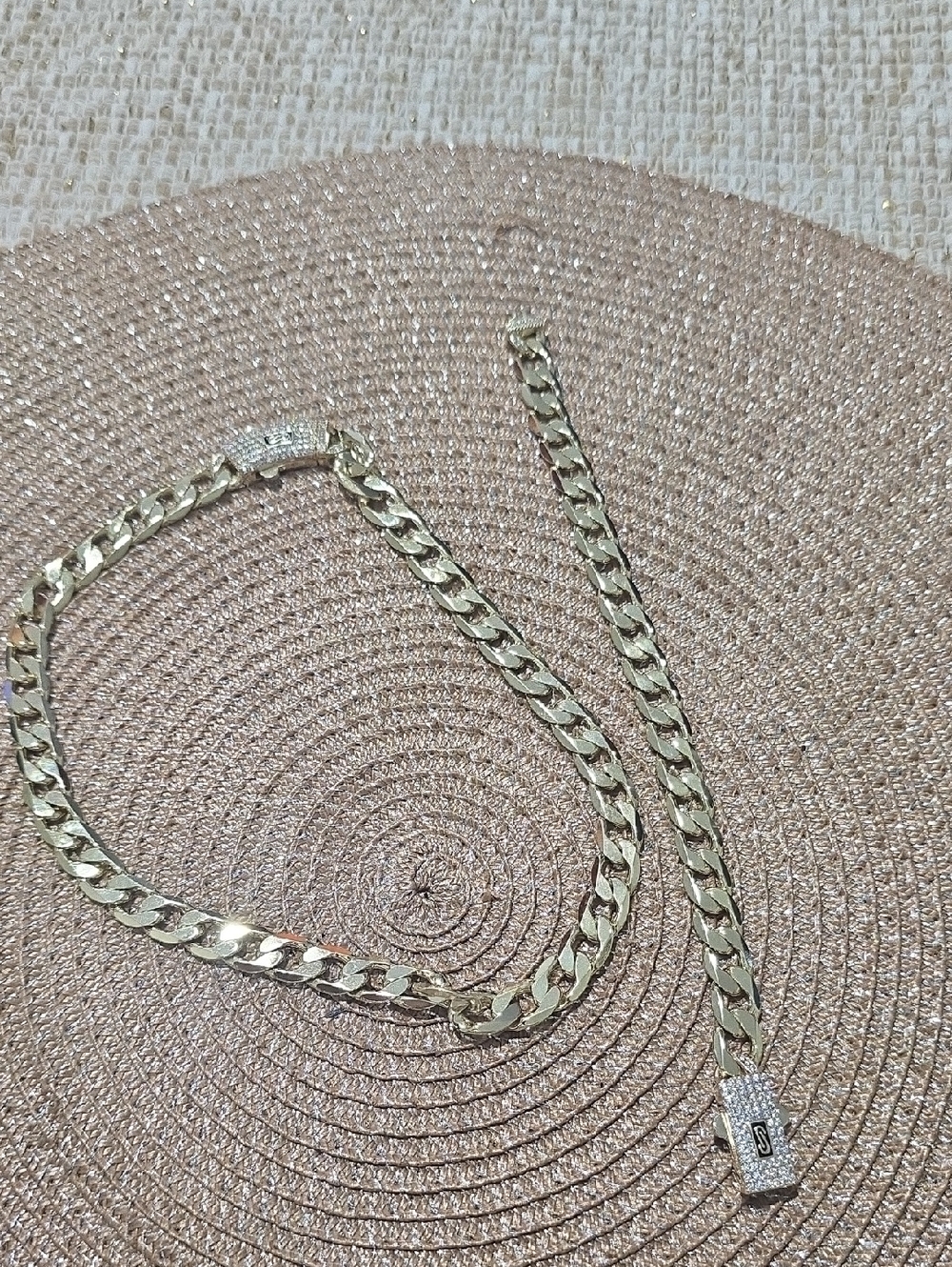 Gold Cuban Link Necklace with Pavé Lock Pendant